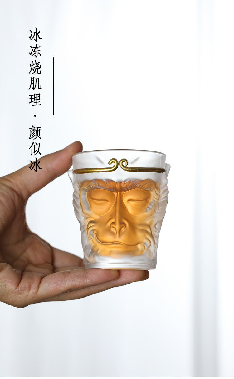 Exquisite Monkey King-inspired teacup, intricately crafted to capture the Monkey King’s essence, showcasing superior craftsmanship and unique design with cultural significance and practicality.