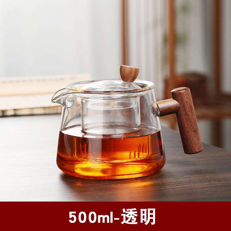 The transparent glass teapot features a simple design that fully demonstrates elegance. With an eagle-beak spout design, it enables precise water pouring. Made of high borosilicate material, it is heat-resistant and durable, making it an exquisite choice for savoring the fragrance of tea. 