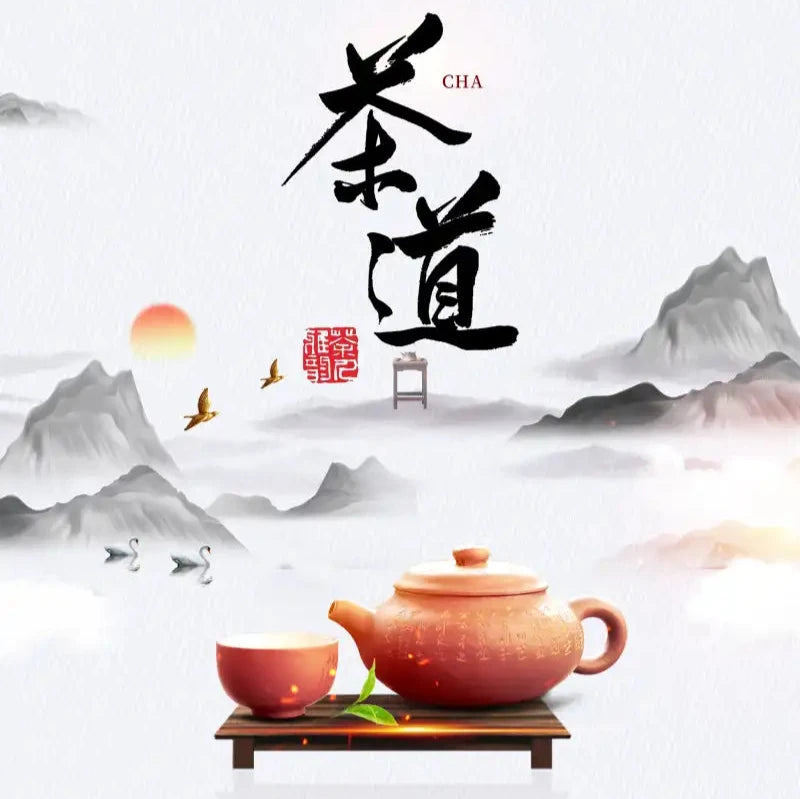 In a mountainous water landscape, a tea master is gracefully pouring tea from a teapot into an elegant tea cup. In the distance, lush mountains and a clear flowing stream create a peaceful and harmonious atmosphere, with the tea utensils blending perfectly with the natural scenery.